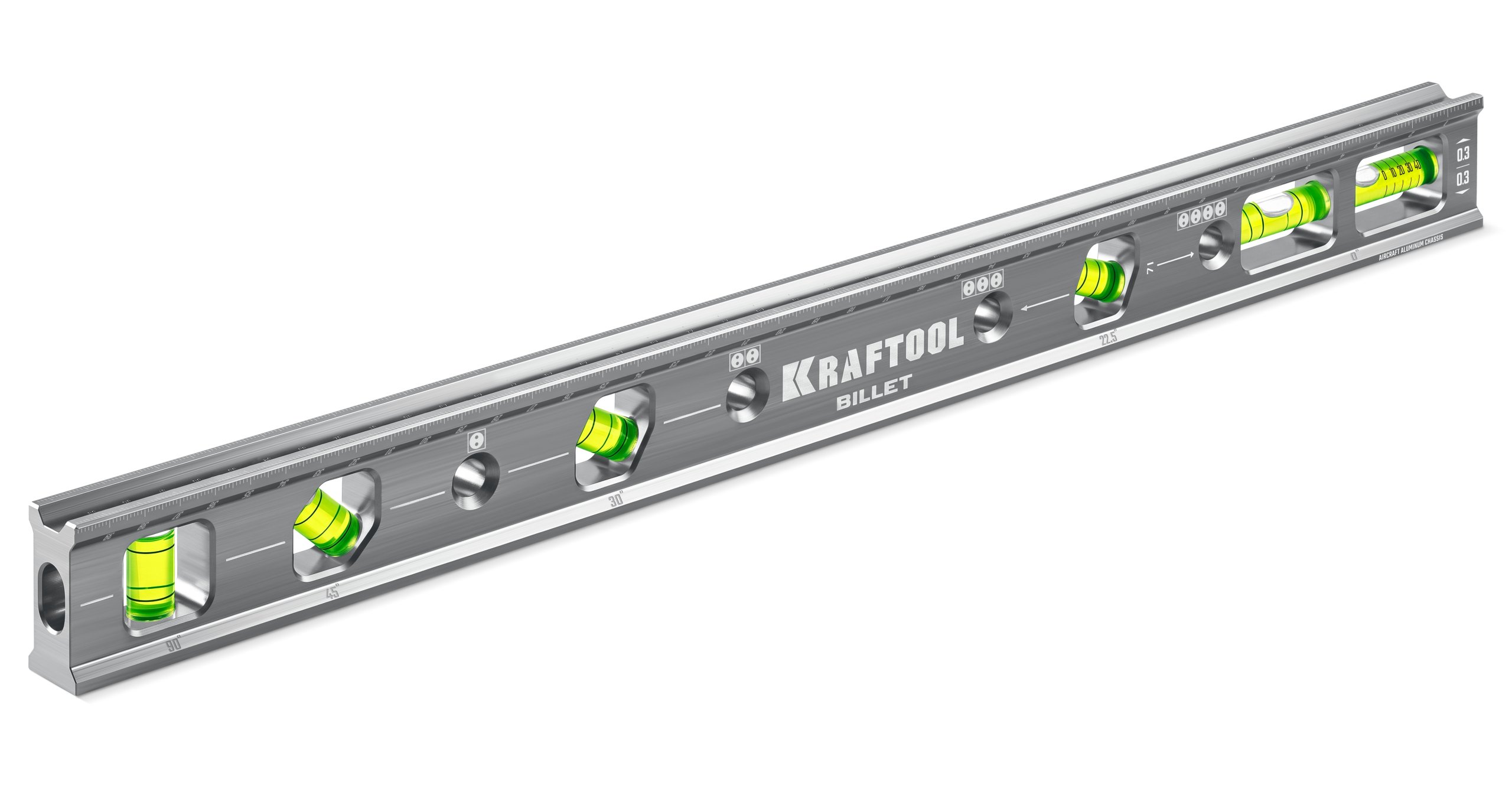 KRAFTOOL BILLET-40 MAX, 400 мм, точность 0.3 мм/м, 6 глазков, брусковый уровень электрика (34793)