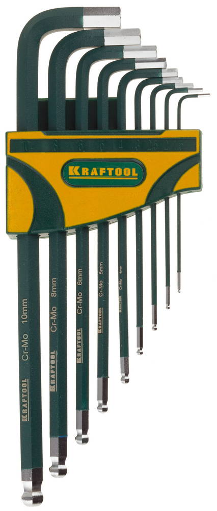 KRAFTOOL HEX-ball, 9 шт, набор длинных шестигранных ключей (27445-H9)