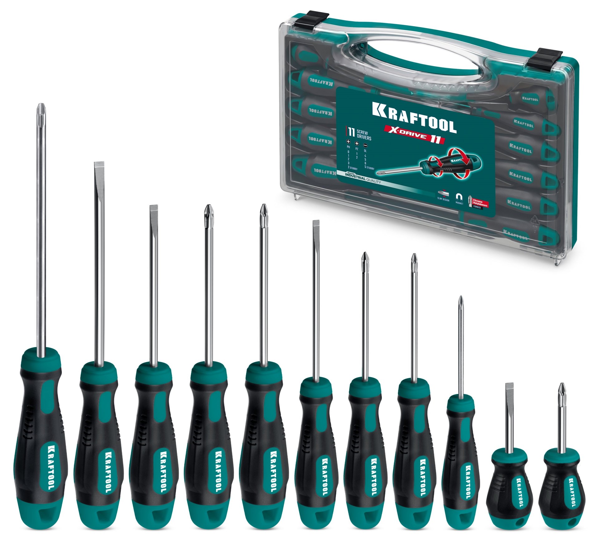 KRAFTOOL X-Drive 11, 11 шт., в кейсе, набор отверток (25811)