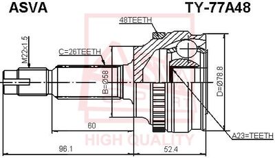ШРУС НАРУЖНЫЙ 23x58x26 12 TY77A48