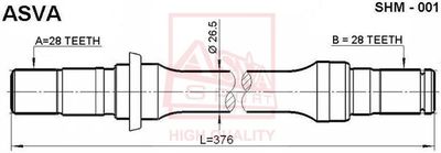 ПОЛУОСЬ ПРАВАЯ 28x28 MAZDA 626 91-97 [12] SHM001