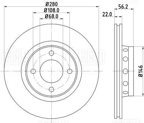 Диск торм. для а/м Audi 80 91-/Coupe 88- перед. d280 DF 084616
