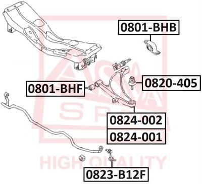 Тяга стабилизатора передняя SUBARU LEGACY B12 1998-2003 0823-B12F