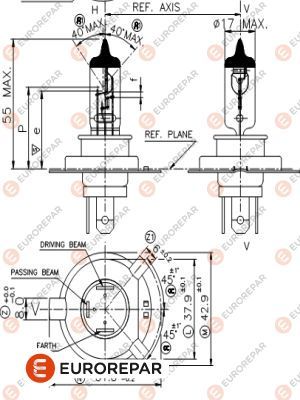 Лампа накаливания H4 60/55W 12V P43T-38  1616431180