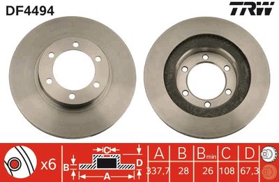 Диск тормозной передний LAND CRUISER 120, PRADO 150, LEXUS GX450, GX470 DF4494