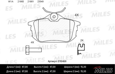 Колодки тормозные задние (Смесь Semi-Metallic) MITSUBISHI COLT 04/SMART FORFOUR 05/VOLVO S40/V40 (TRW GDB1314) E110468