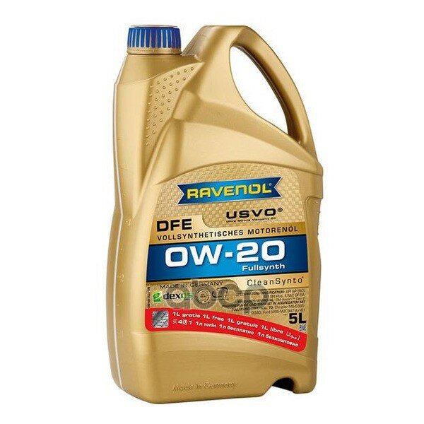 АКЦИЯ Моторное масло RAVENOL DFE 0W-20 (5л) 4+1 4014835860223
