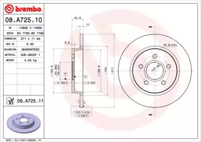 Диск тормозной 08.A725.10
