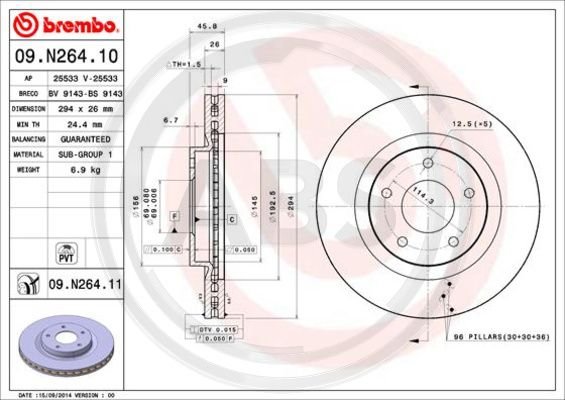 Диск тормозной 09.N264.11