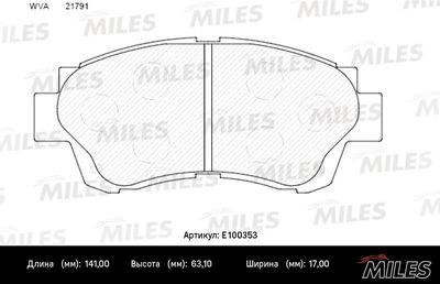 Колодки тормозные передние (без датчика) (Смесь Semi-Metallic) TOYOTA CAMRY 91-96/CELICA 2.0 93-99 E100353