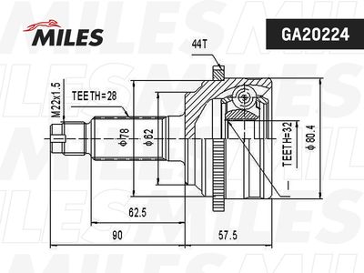 ШРУС наружный MAZDA 62.0-2.3 02-07 (с ABS) GA20224