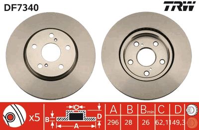 Диск тормозной передний LEXUS IS250, IS200d-IS250 II, IS250-IS300h III DF7340