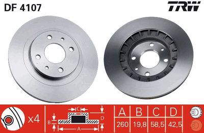 Диск тормозной передний LADA 2110-2112, KALINA, PRIORA (260мм) DF4107