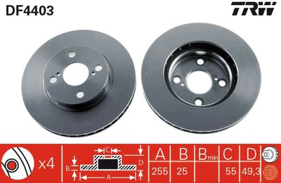 Диск тормозной передний TOYOTA COROLLA (E12) DF4403