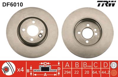 Диск тормозной передний MINI (R50, R56) DF6010