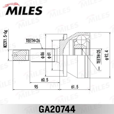 ШРУС наружный TOYOTA COROLLA 13- GA20744
