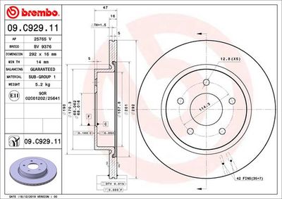 Диск тормозной 09.C929.11
