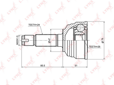 ШРУС наружный подходит для DAIHATSU Atrai 1.3 00 / Boon 1.3 04 / MYVI 1.3 04 / Sirion 1.0-1.3 00 / Yrv 1.3 01, TOYOTA Aygo 1.0 05 / Passo 1.3 04 CO-3682