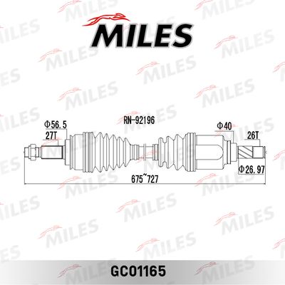 Привод в сборе левый RENAULT KANGOO II 1.5D-1.6 08- (GKN 304993) GC01165