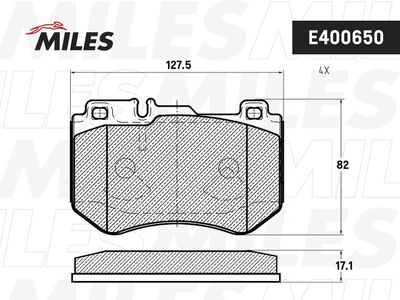 Колодки тормозные передние (Смесь Low-Metallic) MERCEDES W205 14- L 127.7мм (TRW GDB2078) E400650