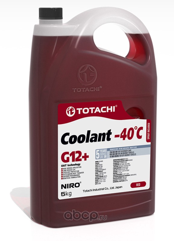 Антифриз TOTACHI NIRO CooLant Red -40C G12+ 5кг 4589904526770 43105
