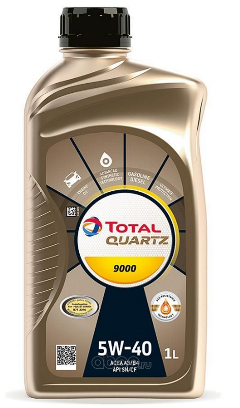Масло моторное синтетическое TOTAL QUARTZ 9000 5W-40 1л (10210301) 10940301