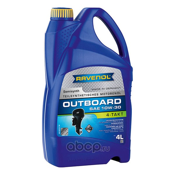 Моторное масло для 4-T лодочных моторов RAVENOL Outboardoel 4T 10W-30 4л (115320300401999) 4014835729094