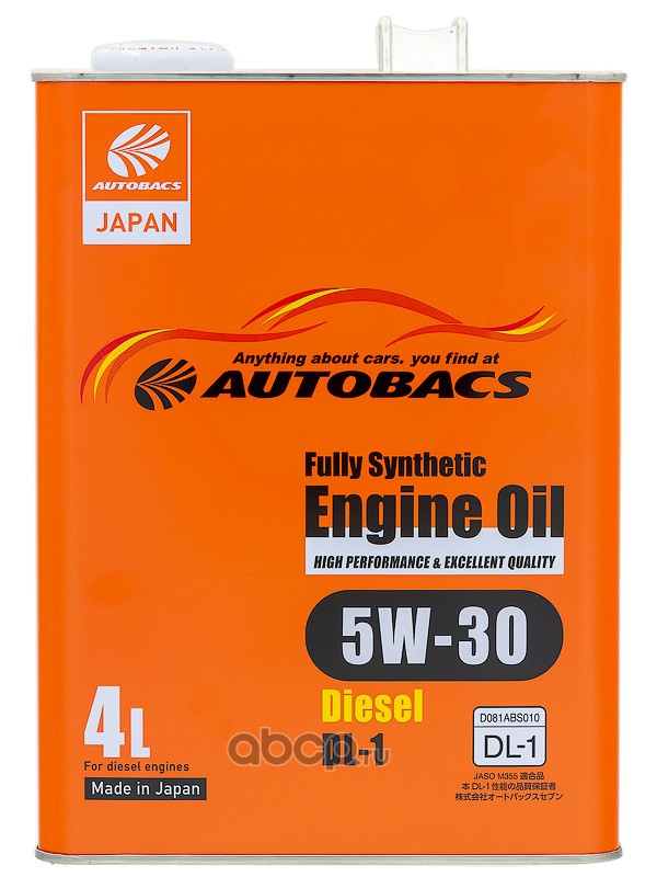 Масло моторное 5W-30 AUTOBACS Fully Synthetic DIESEL DL-1 4л A00033252