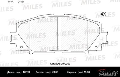 Колодки тормозные передние (без датчика) (Смесь Low-Metallic) TOYOTA PRIUS 1.8 09-/LEXUS CT 1.8 11- (TRW GDB4173) E400358