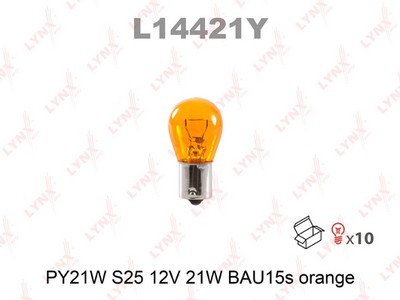 Лампа накаливания PY21W S25 12V 21W BAU15S ORANGE  L14421Y