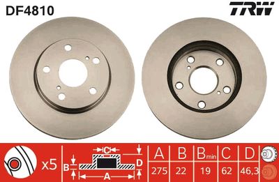 Диск тормозной передний TOYOTA AURIS, COROLLA (E15) DF4810