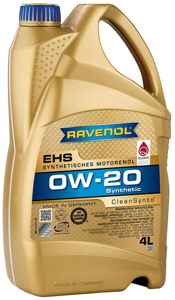 Моторное масло RAVENOL EHS 0W-20 4л (111111300401999) 4014835858107