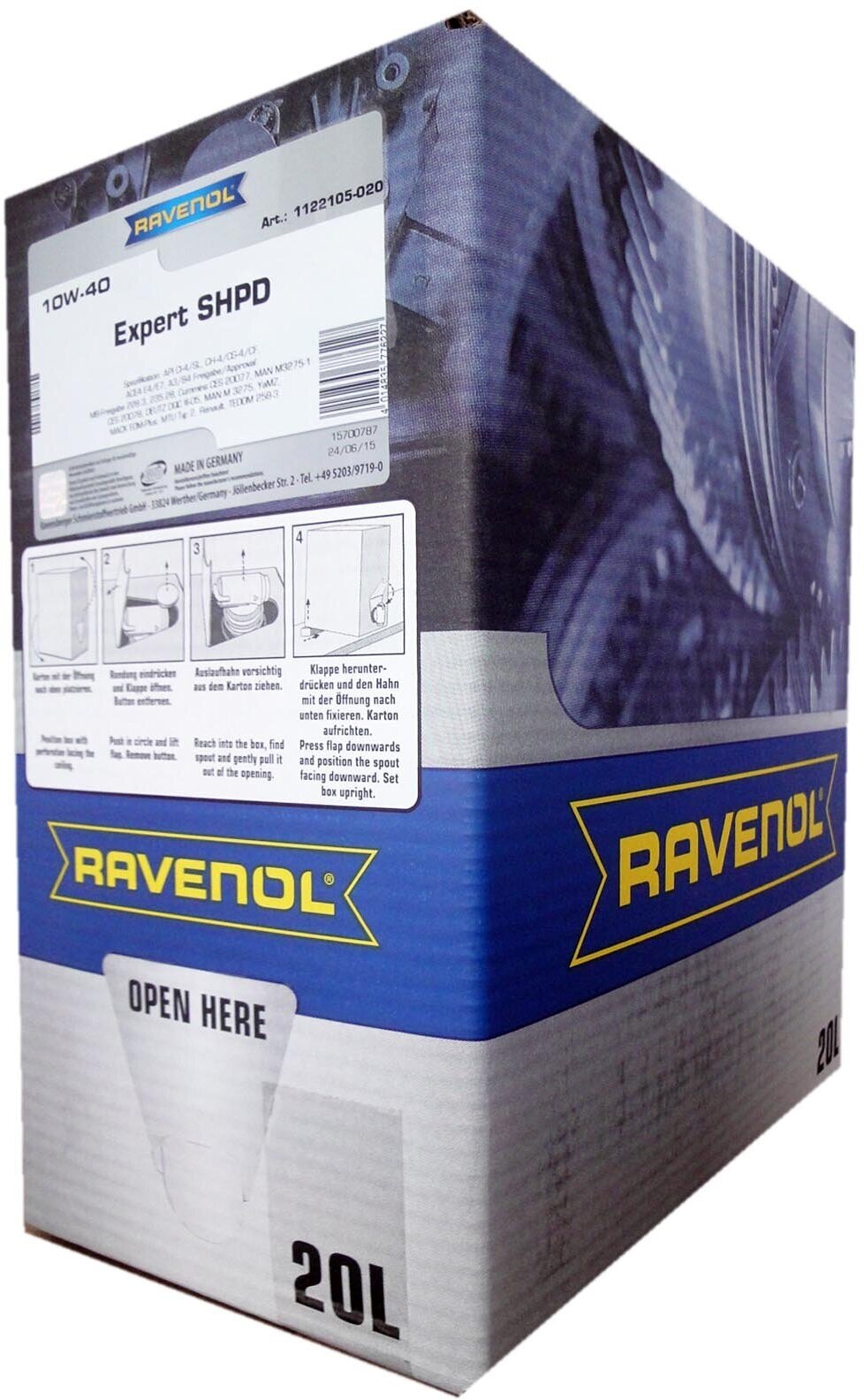 Моторное масло RAVENOL Expert SHPD 10W-40 20л, ecobox (1122105B2001888) 4014835776227