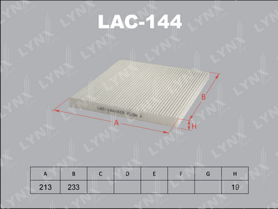 Фильтр салонный подходит для TOYOTA Harrier 00-03/Crown 99-03/Altezza 98-05, LEXUS GS 97-00/IS 99-05/RX 00-03 LAC-144