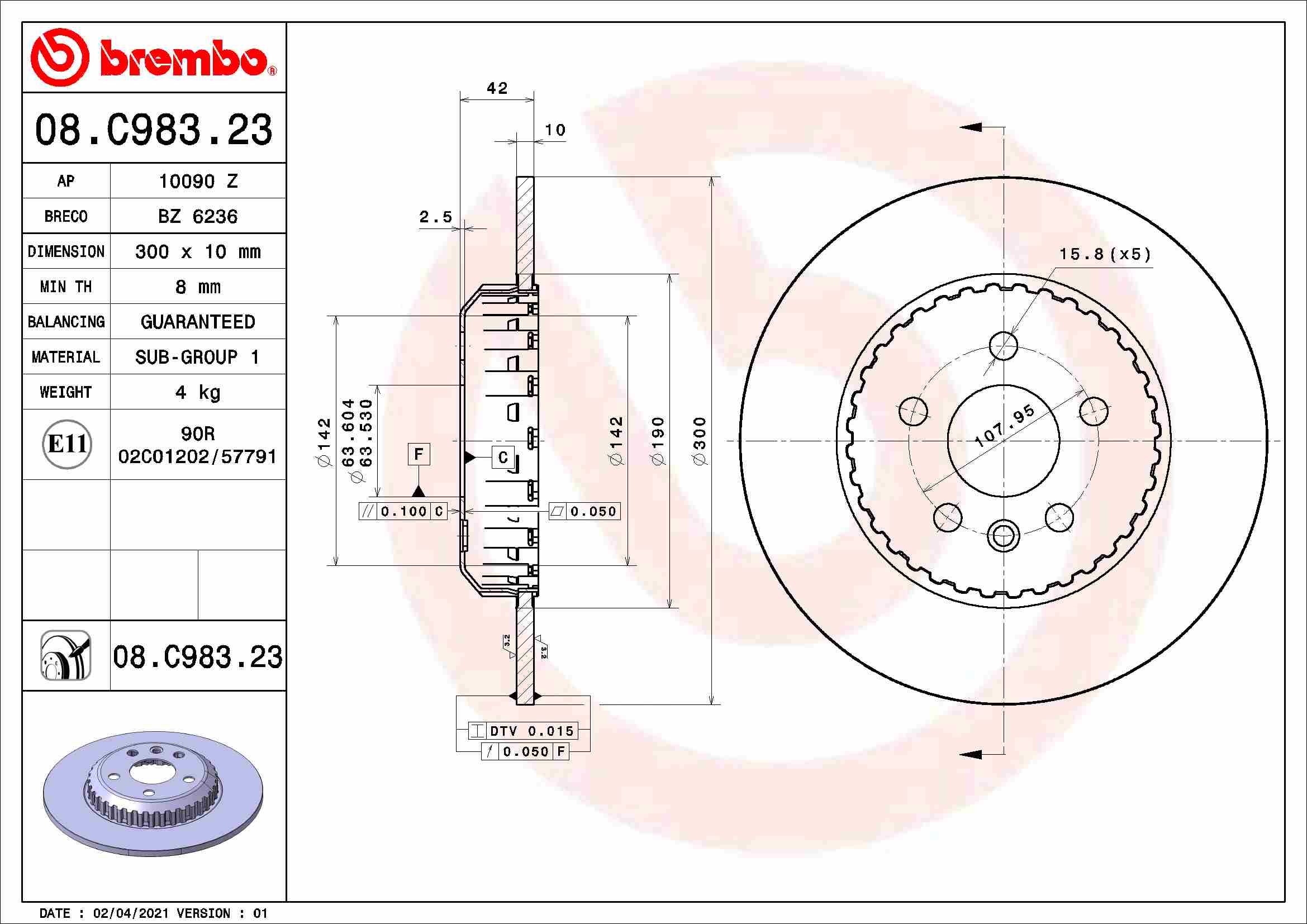 Диск тормозной 08.C983.23