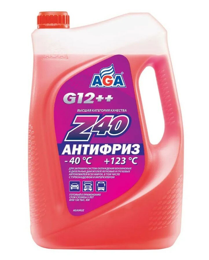 Антифриз, готовый раствор G12+ -40 красный 5 кг.