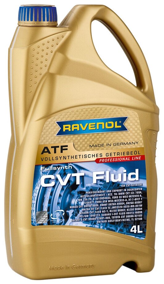 Трансмиссионное масло RAVENOL ATF CVT KFE Fluid 4л (121113400401999) 4014835803725