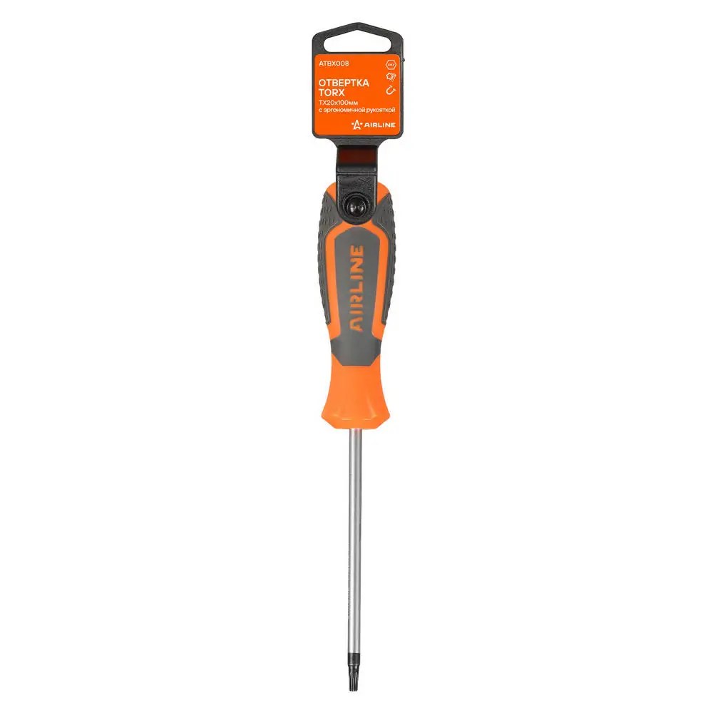 Отвертка TORX TX20x100мм с эргономичной рукояткой магнитная, пласт.подвес