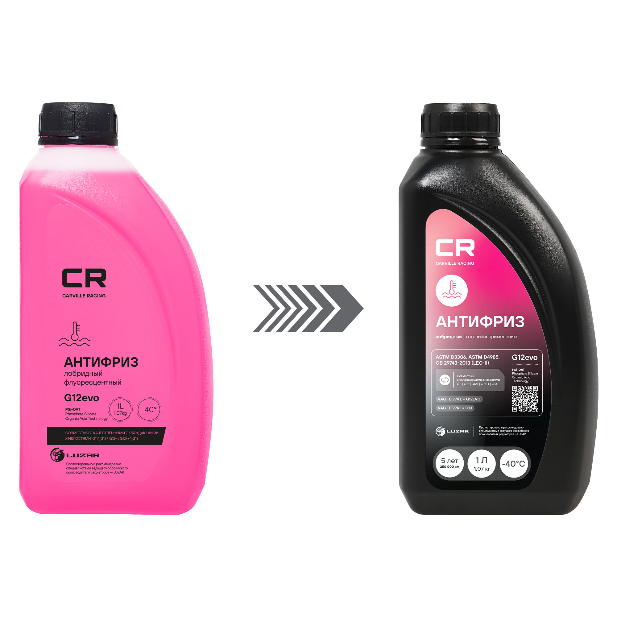 Антифриз CR для а/м VW/Audi/Skoda, G12evo, PSi-OAT, флуор, -40°С, фиолет, готовый, 1л/1.07кг L2018034