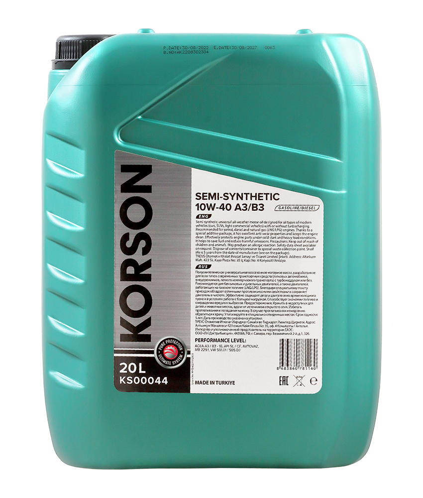10W-40 SEMI-SYNTHETIC A3/B4 60л (полусинт. мотор. масло)