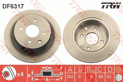 Диск тормозной задний NISSAN CUBE 3/10-, TIIDA 9/07- DF6317