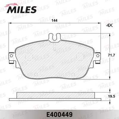 Колодки тормозные передние (Смесь Low-Metallic) MERCEDES A(W176) 12-/B(W246) 11- L144мм (TRW GDB1932) E400449