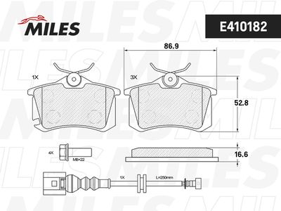 Колодки тормозные задние с датчиком (Смесь Low-Metallic) SEAT IBIZA 02-/SKODA FABIA 99-08/VW POLO 01- (TRW GDB1475) E410182