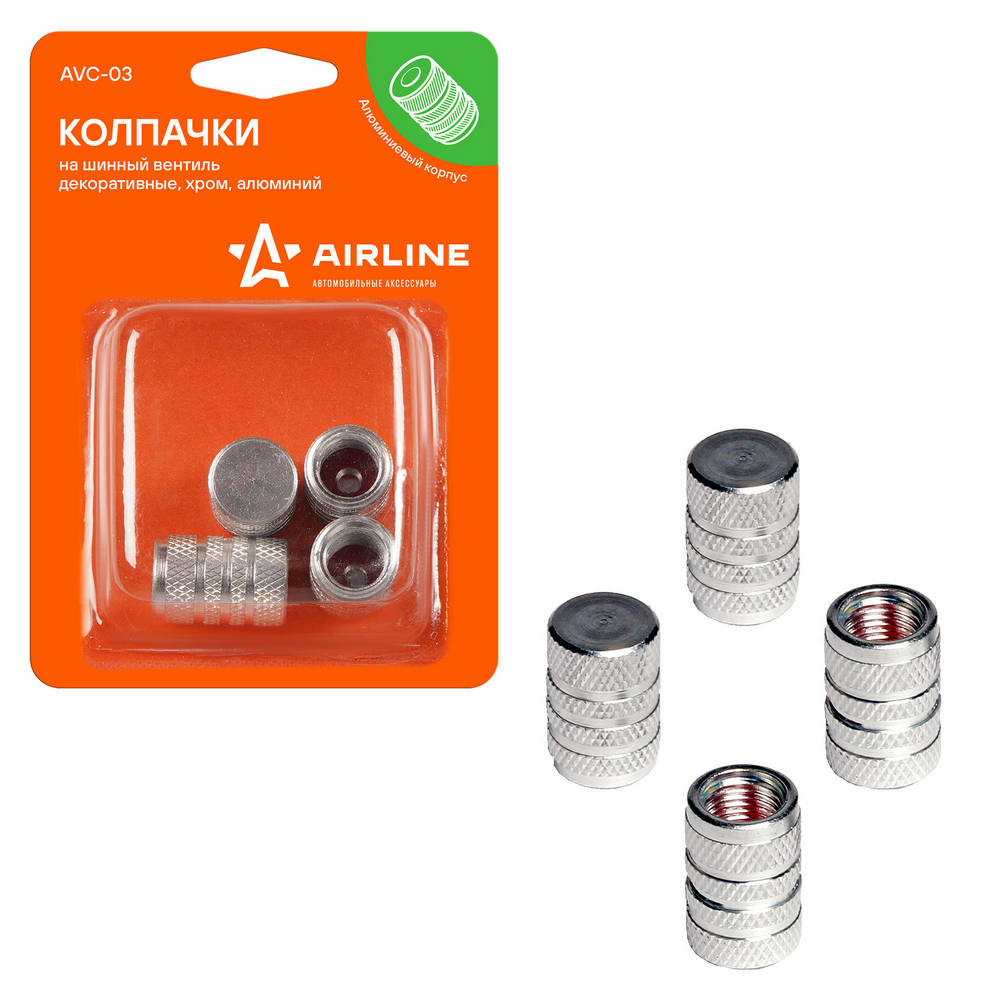 Колпачок нипеля (алюминий, хром) 4 шт. в компл. AVC-03