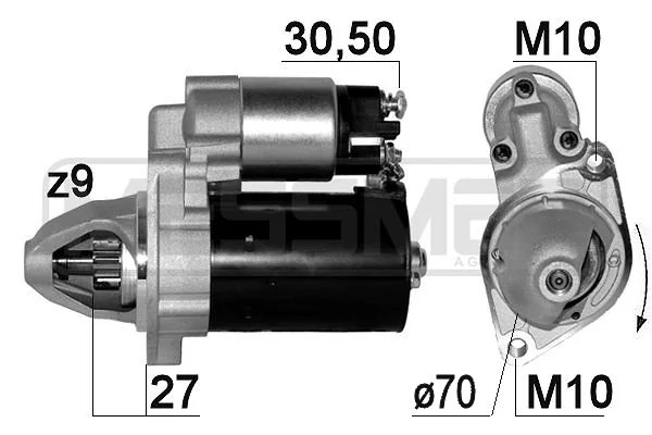 Стартер MERCEDES W203/W204/W212 1.1kw 220667